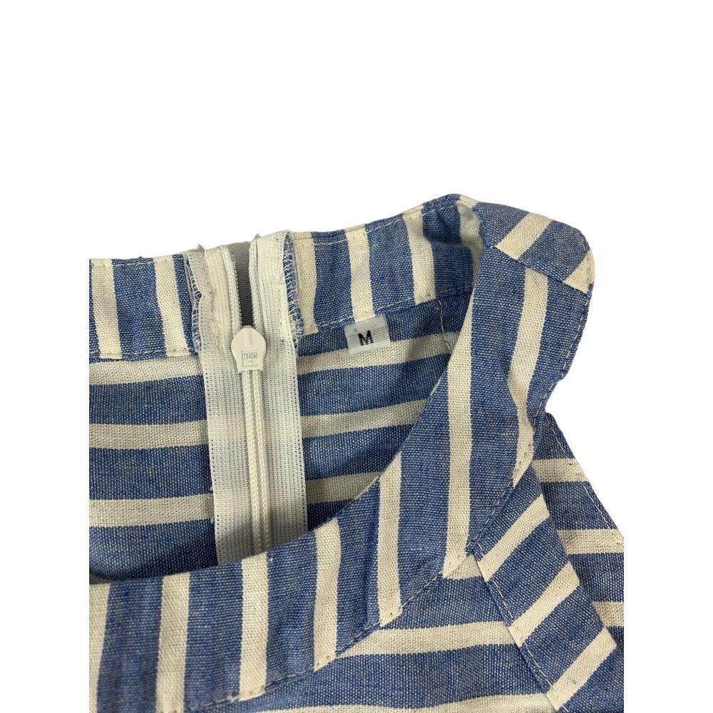 Women's Blue & White Stripe Pants Jumpsuit - Picture 3 of 8